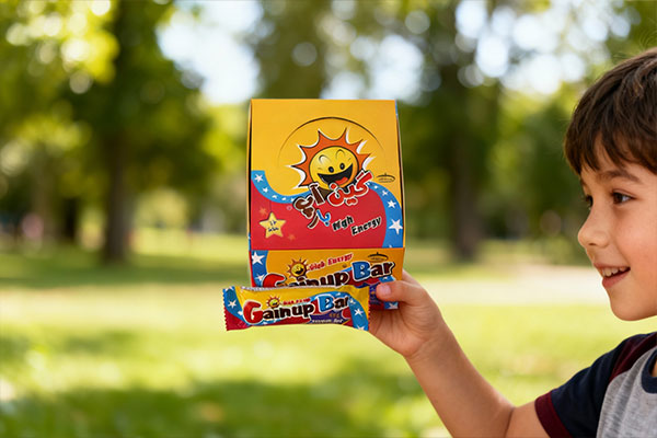 شکلات گین آپ بار کارن در دست کودک