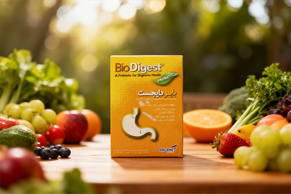 پودر بایو دایجست تک ژن فارما همراه با میوه‌ها و سبزیجات