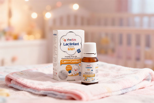 تصویر قطره لاکت اینفنت ویوا کیدز روی پتوی نوزاد