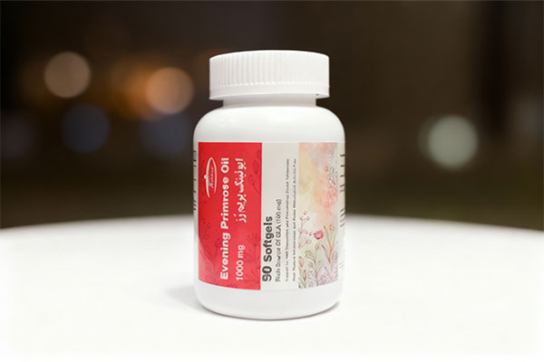 کپسول گل مغربی کارن 1000 میلی‌گرم روی سطح سفید