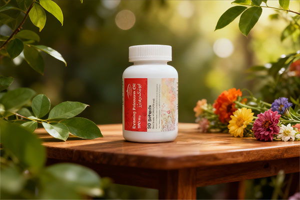 کپسول ایونینگ پریم رز کارن در کنار عناصر طبیعی