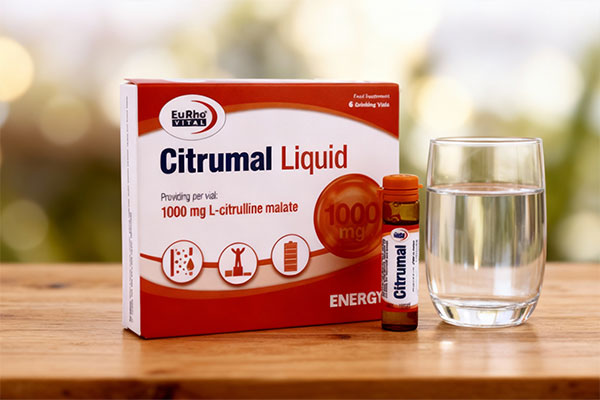 ویال سیترومال یوروویتال کنار لیوان آب