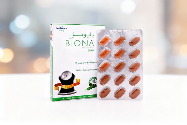 تصویر قرص بایونا برن نیچرز اونلی روی سطح سفید