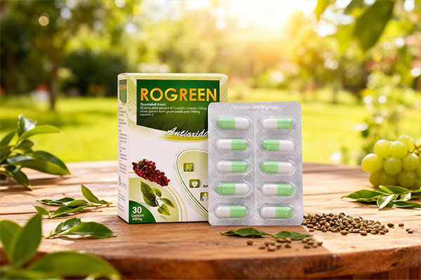 کپسول روگرین قائم دارو با عناصر طبیعی چای سبز و هسته انگور