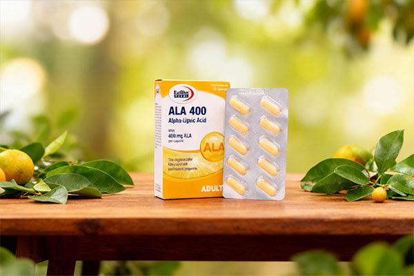 کپسول آ ال آ 400 یوروویتال در کنار عناصر طبیعی