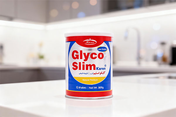پودر گلیکو اسلیم کارن روی میز آشپزخانه