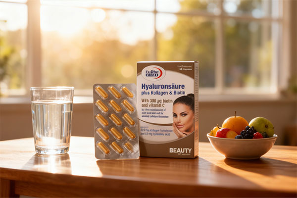 نحوه مصرف کپسول هیالورون پلاس یوروویتال همراه با آب