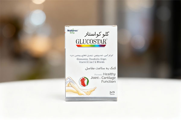 تصویر قرص گلوکواستار نیچرز اونلی روی سطح سفید