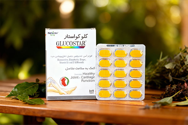 قرص گلوکواستار نیچرز اونلی در کنار عناصر طبیعی