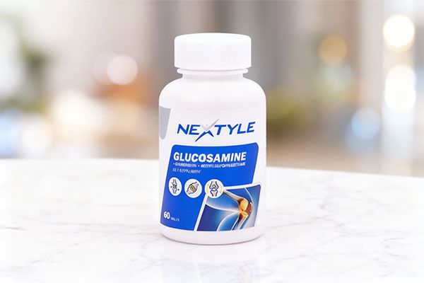 قرص گلوکزامین نکستایل روی سطح سفید