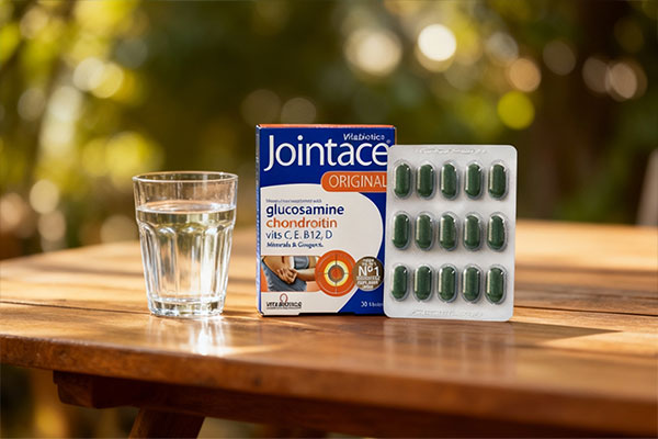 قرص جوینتیس ویتابیوتیکس همراه با لیوان آب