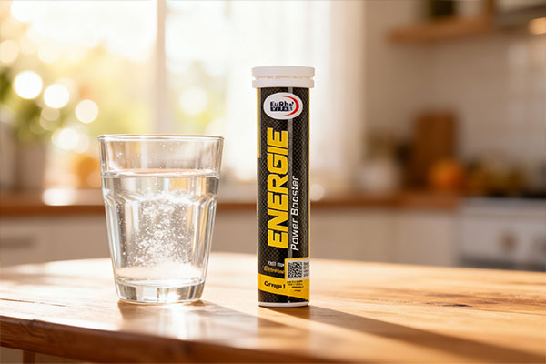 قرص جوشان انرژی یوروویتال در حال حل شدن در آب