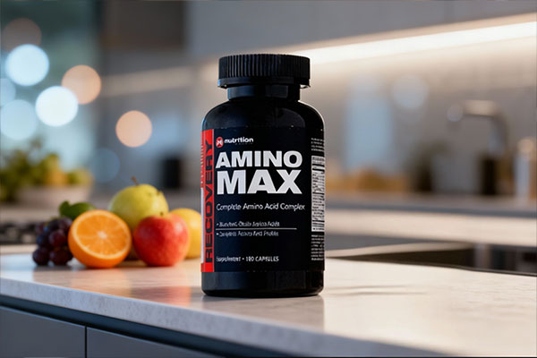کپسول آمینو مکس ماسل نوتریشن در کنار مواد غذایی سالم