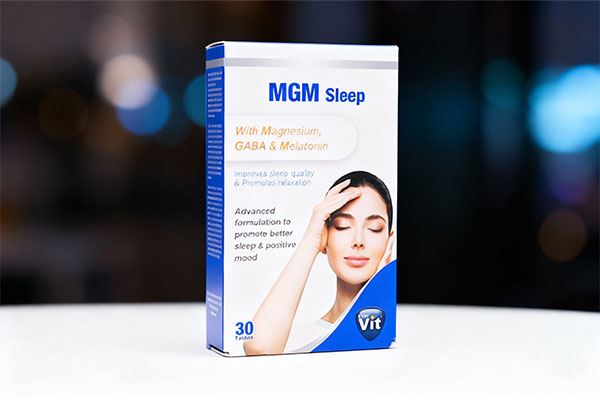 تصویر قرص ام جی ام اسلیپ استار ویت روی سطح سفید