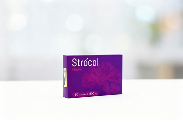 تصویر قرص استروکل سیتی کولین 500 اشبال شیمی روی سطح سفید