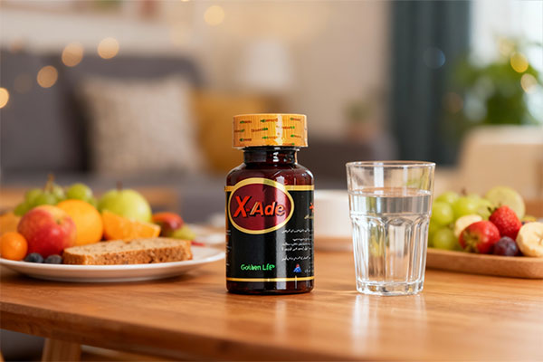 قرص ایکس اید گلدن لایف کنار صبحانه سالم