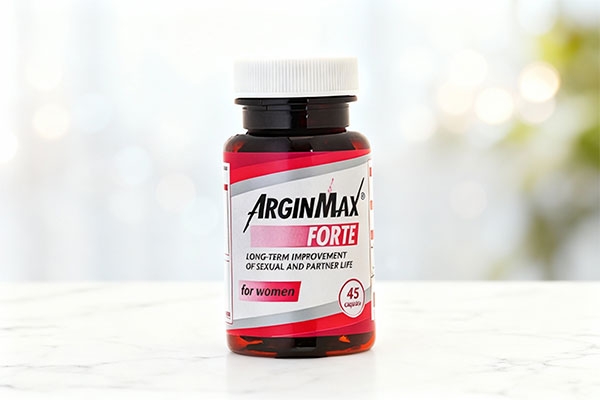 کپسول آرژین مکس فورته بانوان روی سطح مرمر سفید