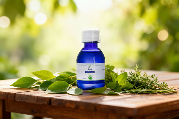 شربت آنتی رفلاکس بی باریج اسانس در کنار گیاهان طبیعی