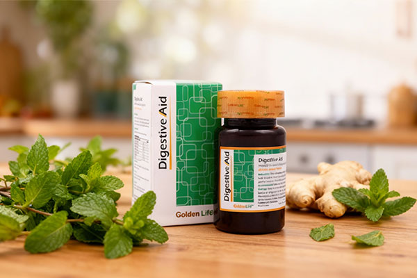 قرص دایجستیو اید گلدن لایف همراه با گیاهان دارویی