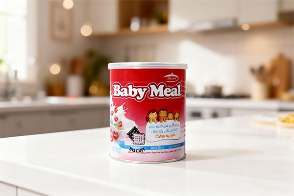 پودر بیبی میل کارن روی پیشخوان آشپزخانه