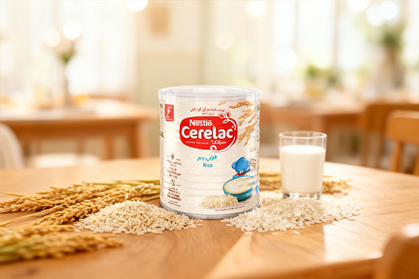 پودر سرلاک فرنی برنج نستله با مواد اولیه تازه