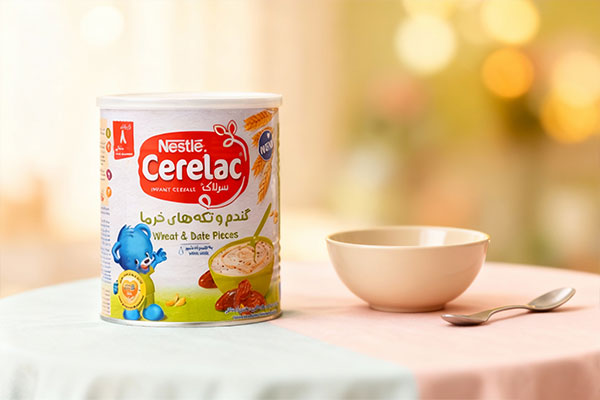 سرلاک گندم و تکه های خرما نستله مناسب برای رشد کودک