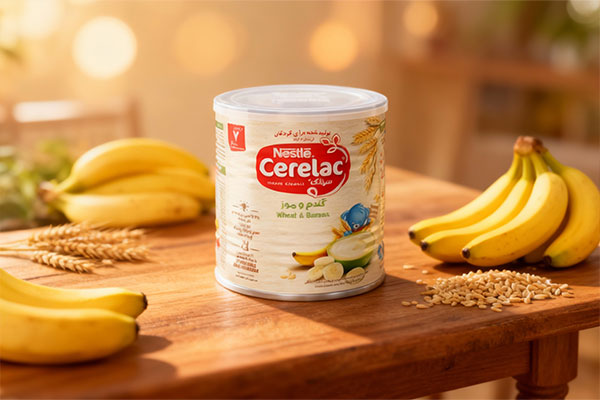 سرلاک موز و گندم نستله با ترکیبات طبیعی و مغذی