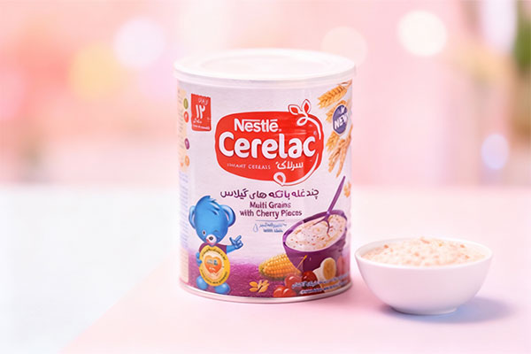 پودر سرلاک چند غله با تکه های گیلاس نستله برای کودکان