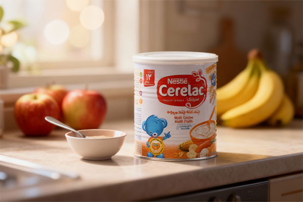 تصویر سرلاک چند غله چند میوه نستله روی پتوی کودک