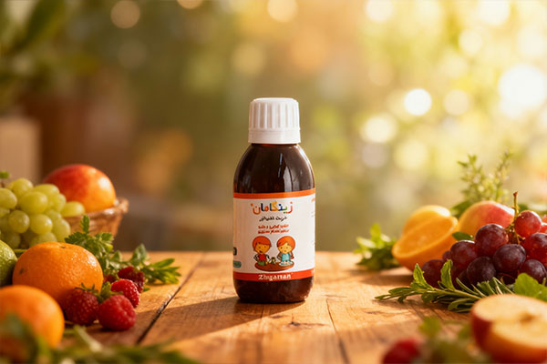 شربت زینگامان همراه با میوهها و گیاهان تازه