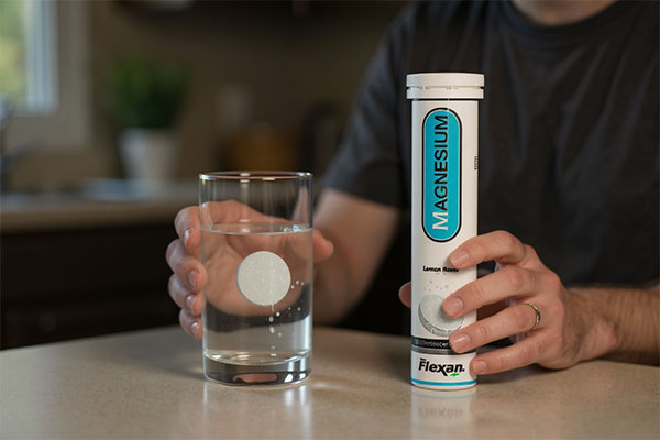 قرص جوشان منیزیم و B6 فلکسان در آشپزخانه مدرن