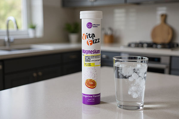 قرص جوشان منیزیم ویتافیز در حال حل شدن در آب