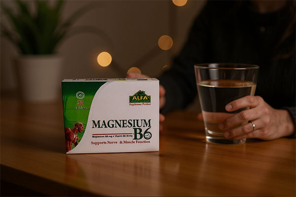 نحوه مصرف قرص منیزیم b6 آلفا ویتامینز با آب