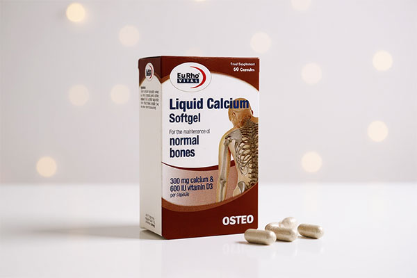 تصویر کپسول لیکوئید کلسیم یوروویتال 60 عددی