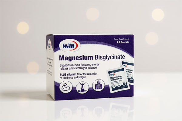 تصویر بسته‌بندی ساشه منیزیم بیس گلیسینات یوروویتال 14 عددی